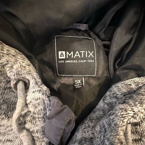 Matix Mens Hooded Jacket 5XL Gray & Black Quilted Polyester Cotton Blend EUC - Picture 3 of 7